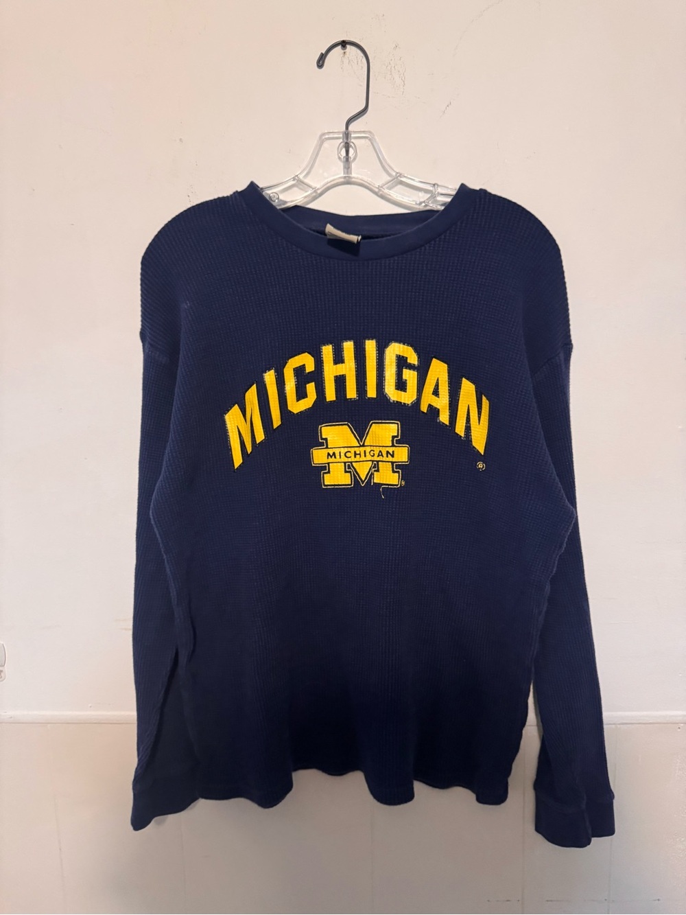Vintage Big Ball Sports Michigan Wolverines Waffle Thermal Shirt Mens Large NCAA